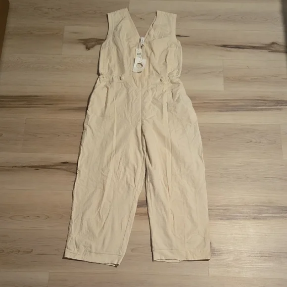 NWT Daily Practice Anthropologie Soller Drawstring Jumpsuit, Crean, Size Small - Picture 2 of 6